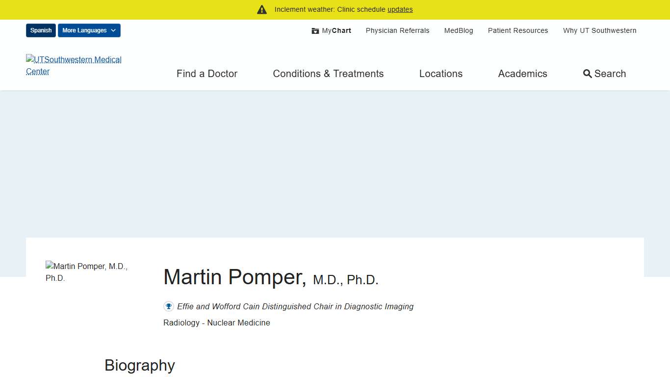 Martin Pomper, M.D., Ph.D.: Radiology UT Southwestern Medical Center